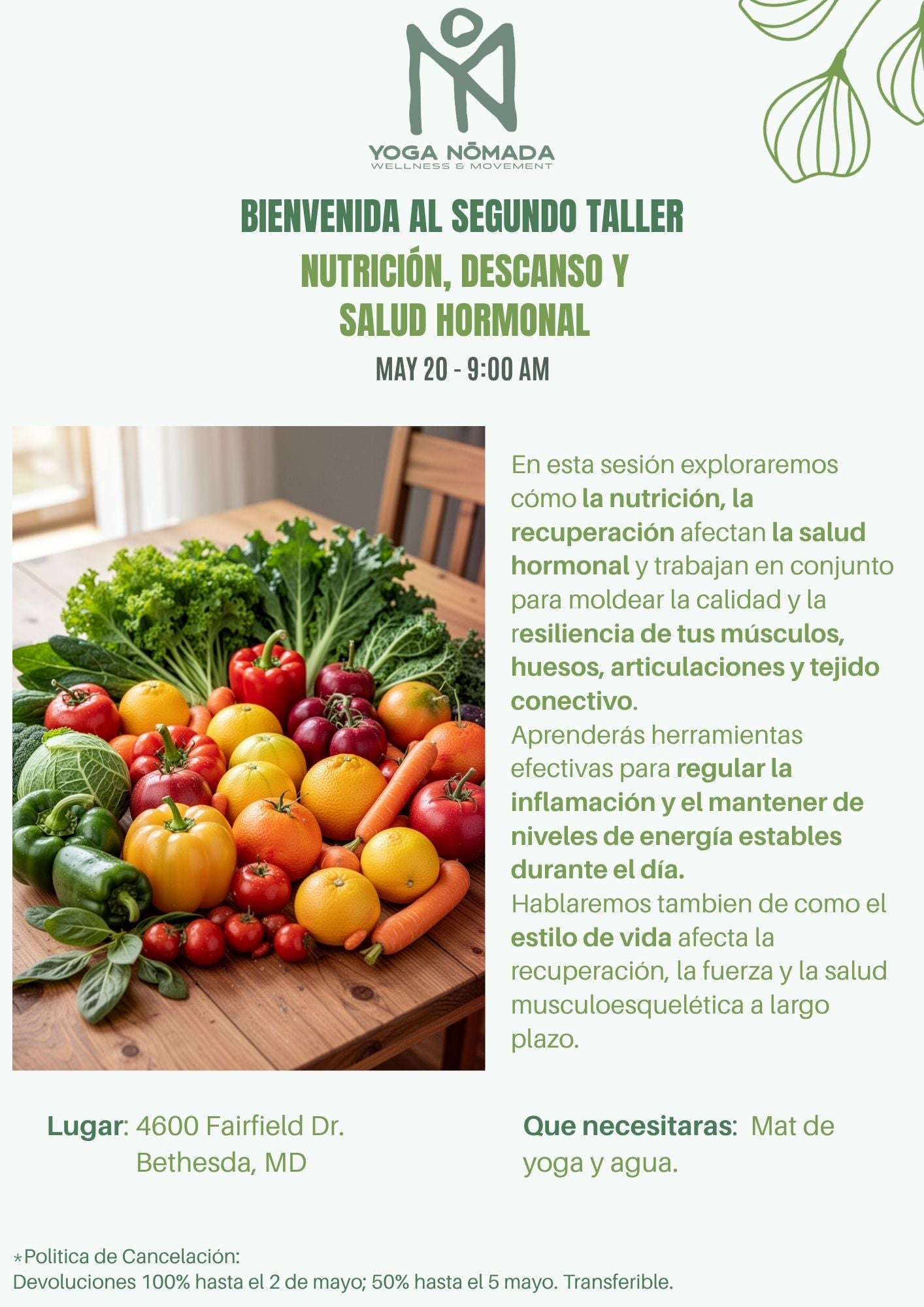 Workshop II – 20 MAYO NUEVA FECHA  Structural Integrity: Nutrition, Recovery & Hormonal Balance